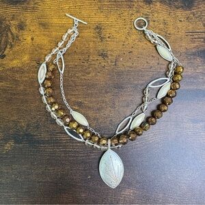 Sigrid Olsen Brown and Silver Beaded Choker Necklace CALLOUT